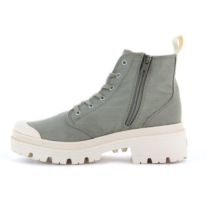 Palladium Pallabase Twill Women's Boots Green | UK W063-GKL